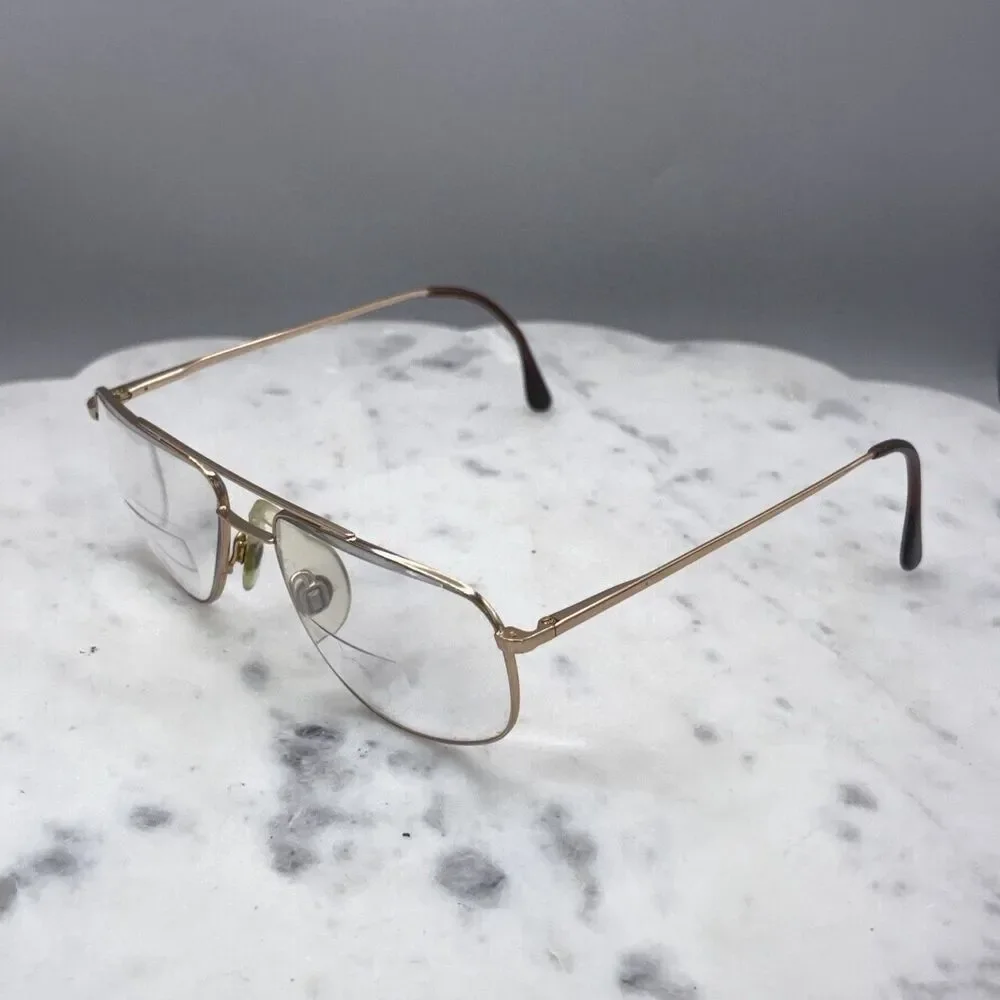 Vintage Marcolin MOD 6355 COL GEP Gold Aviator Eyeglasses Frames Only 56-17-145